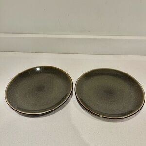 Set of 2 Threshold Stoneware BELMONT GREY glazed approx 8.5” Salad Plates